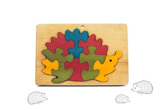 Wooden Puzzle Hedgehog - Jigsaw Puzzle - Gift for Toddler - Kids - Montessori Toy - Wooden Animal Puzzle Toy