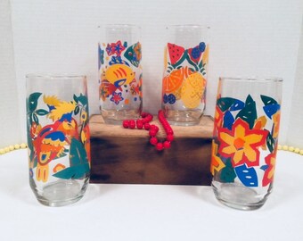 Libbey Tropical Theme Tumblers 16 0z set of 4