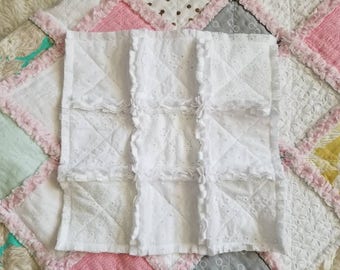 Baby Lovey, Security Blanket, Textured Lovey, Lovies, Snuggle Blanket, Baby Blanket, Tag Lovey, White Quilt, Rag Quilt, Baby Lovie