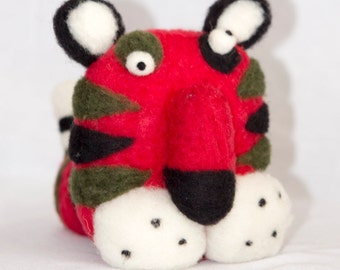 Needle Felted Tiger Moving Eyeballs Tiger Red Tiger Unique gift