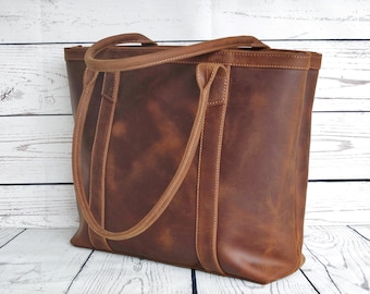 Distressed leather tote bag, leather bag, tote bag, leather purse, leather handbag, leather laptop bag