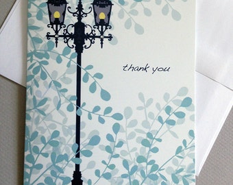 Thank you, Lamp post, Leafs, Thank you card