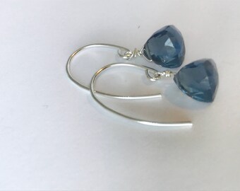 London Blue Earrings Blue Topaz Earrings London Blue Topaz earrings Quartz earrings Silver earrings December birthstone