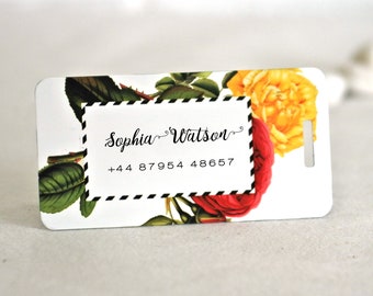 Chic Modern Roses Personalized Metal Travelling Luggage Baggage Suitcase Tags