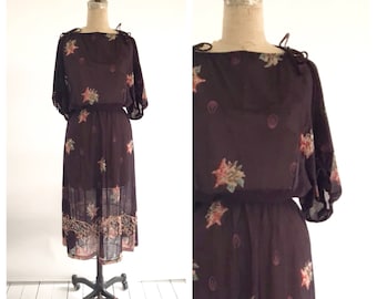 70s floral dress | boho chic floral dress | 1970s boho dress