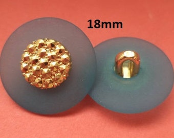 10 Buttons Blue Gold 18 mm (5039) button