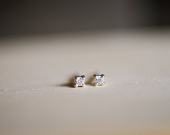 April Birthstone Mini Diamond Sterling Silver Studs
