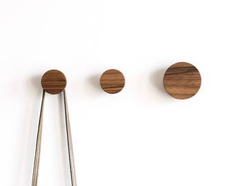Wall hooks - walnut hook - coat hooks - wooden wall hooks - modern hook - rustic wall hooks - walnut knobs - scarf hooks - hat hooks