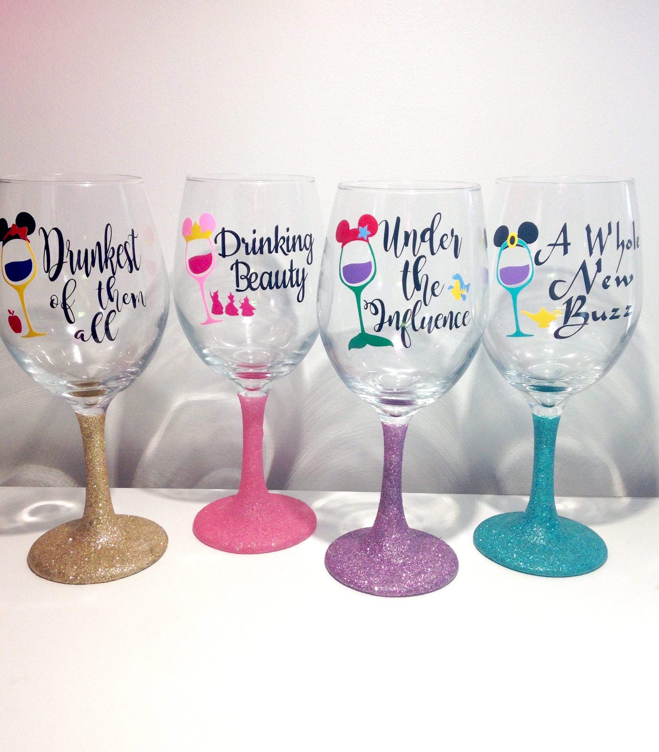 SALE Disney princess inspired wine glasses. Drinking beauty.