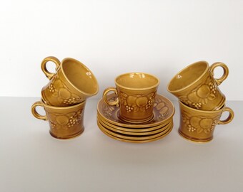 Set of Five (5) Royal Worcester Crown Ware England Demitasse Cup and Saucers