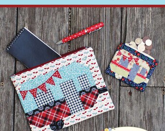 PATTERN GONE GLAMPING zippered pouches wallets