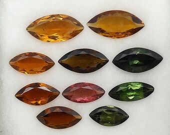 10 Pcs Mixed Size Multi Color Tourmaline Marquise Shape 4x8 , 4.5x9 , 5x10 MM Loose Gemstone