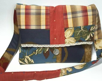 Messenger bag, upcycled messenger bag, crossbody boho bag, boho messenger bag, boho quilted bag, boho purse, blue bag, patchwork bag, boho