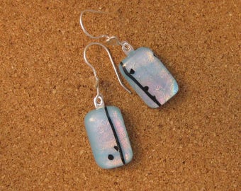 Blue Dichroic Earrings - Fused Glass Earrings - Dichroic Earrings - Glass Earrings - Fused Glass Jewelry - Dichroic Jewelry