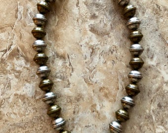 Silver & Antique Gold Beaded Necklace