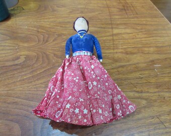 Navajo Cloth Doll w/ Red Dress. Ca.1950 10" tall