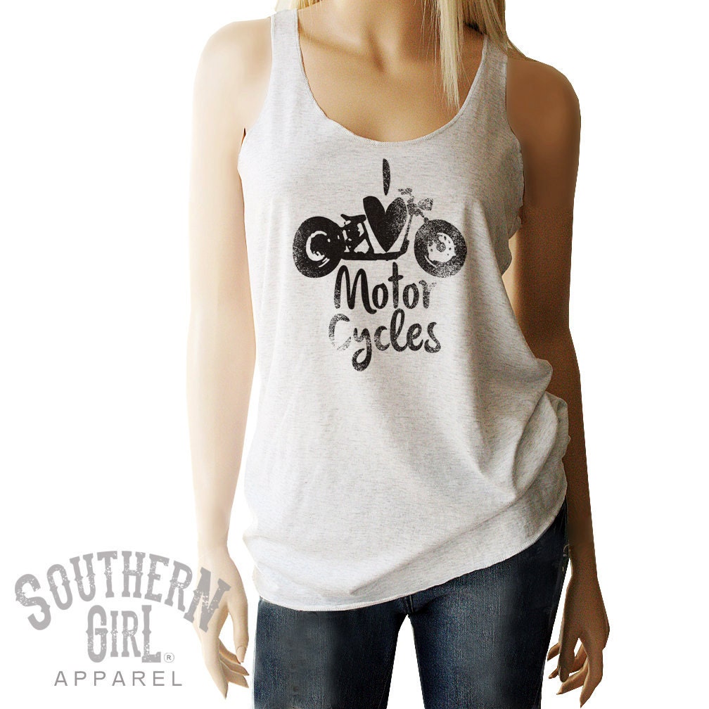 I Love Motorcycles Tank Top. Motorcycle Shirt. Womens