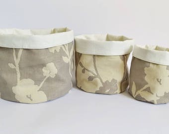 Knitting Baskets Craft Storage Boxes Stackable Fabric Bin 3 Flower Pots Set Home Decoration
