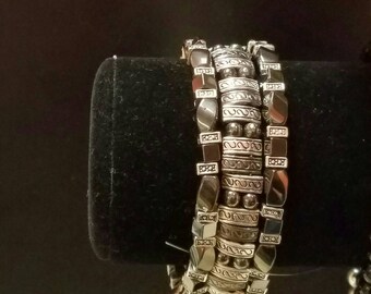 Black and silver 3 strand Bracelet