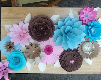 Paper flowers, 1 dozen (12) paper flowers, medium paper flowers 4-8in, party decor, nursery decor, wedding decor, baby wall decor, custom