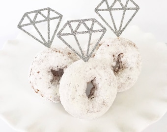 Diamond Ring Donuts / Diamond Cupcake Toppers / Diamond Donut Toppers / Engagement Party / Bridal Shower / She Said Yes / Bride To Be