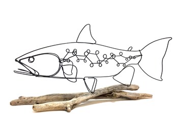 Trout Wire Sculpture, Fish Wire Art, Steelhead Trout, Minimal Wire Design, 578212787