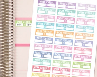Planner Stickers - Work Schedule Stickers - PASTELS - Fits Erin Condren Vertical and The Happy Planner