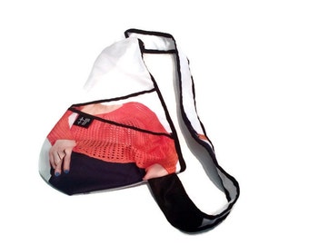 White orange back small handbag