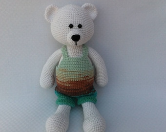 Amigurumi bear,Crochet bear,Stuffed bear,White crochet bear,Yarn bear,Plush bear