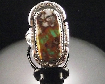 Green Boulder Turquoise Ring by Navajo Artist Richard T. Thomas