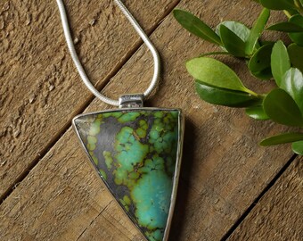 4cm TURQUOISE & STERLING SILVER Pendant - Turquoise Pendant, Natural Turquoise Necklace, Turquoise Jewelry, Turquoise Stone Pendant J1060