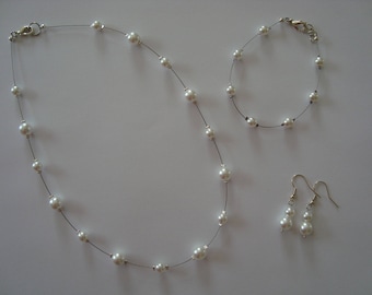 Wedding white glass beads set