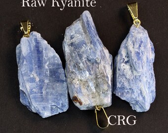Rough Kyanite Pendant w/ Gold Plated Bail (RH10BT)