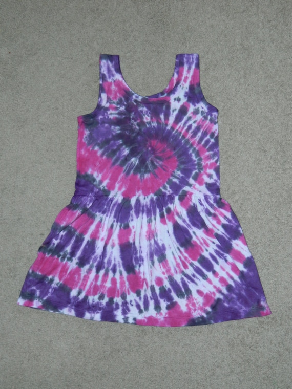 Items similar to Pink and Purple Spiral Tie Dye Sundress - little girl ...