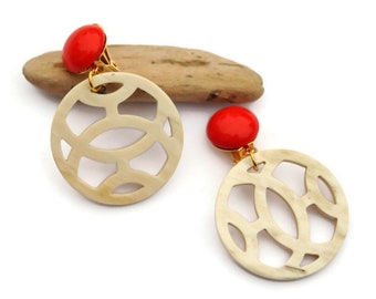 Horn earrings, Clip on Dangle Earrings, Dangle Earrings, Horn Jewelry, Natural Jewelry, Statement large earrings , Gift for her, for Mom