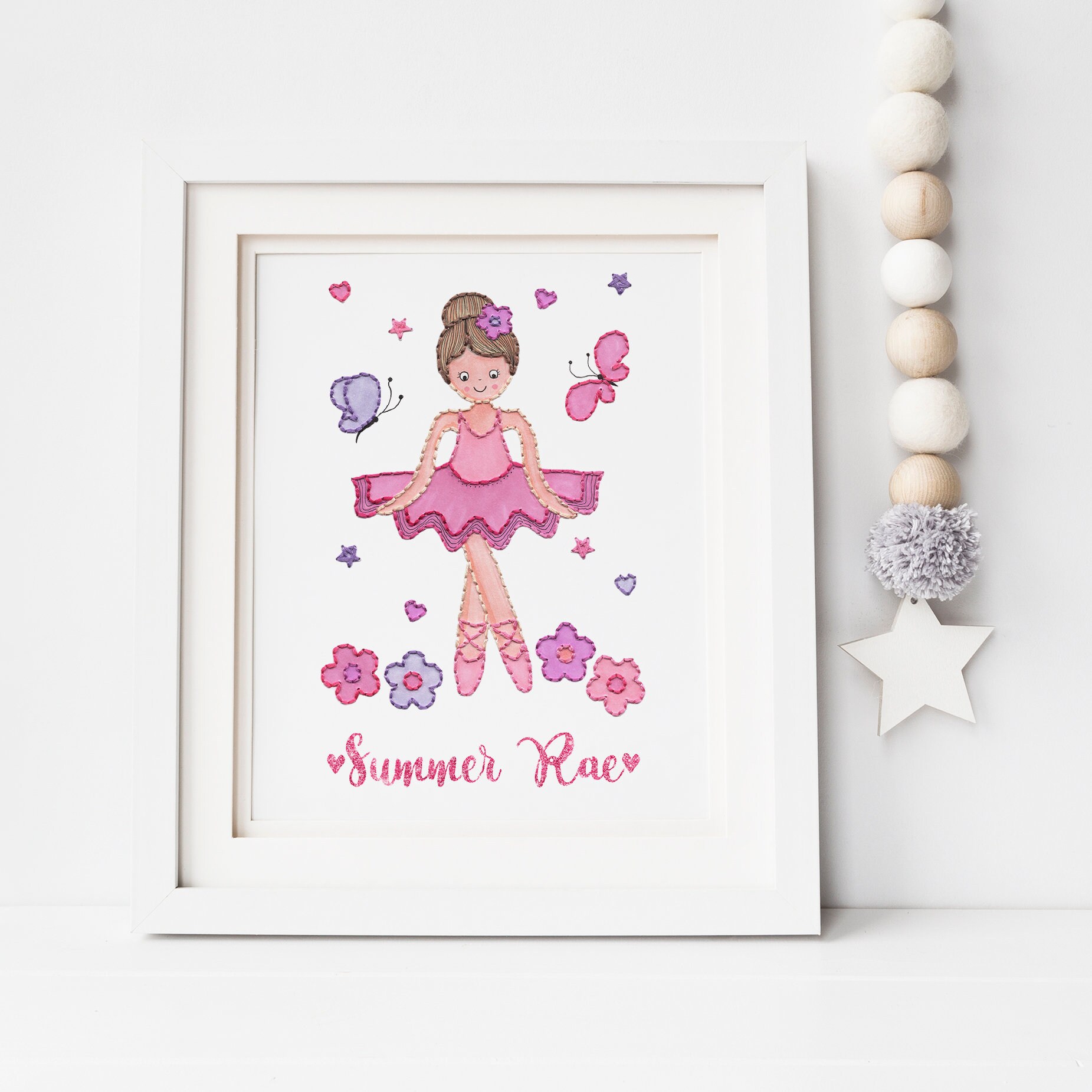Personalised Ballerina Wall Art Zoom