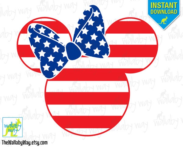Download Patriotic Minnie American Flag Printable Iron On Transfer or