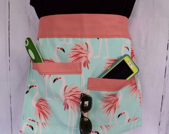 Garden Apron, Gardening Apron, Gardening Gift, Gardening Tools, Gift for Gardeners, Plus Size Gardening Apron for Women Flamingo gift
