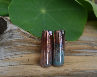 Handmade Porcelain Raku Bead Pair