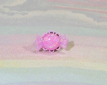 Fairy Kei Ring, Pop Kei Ring, GLitter Candy Ring, Decora Ring, Pastel Goth Ring, Glitter Ring, Holographic Ring, Bubble Goth Ring