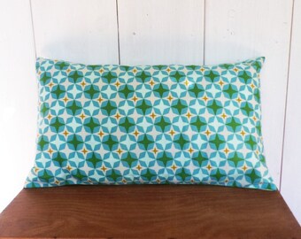 Cushion cover 50 x 30 with Mint green, turquoise, mustard stars...