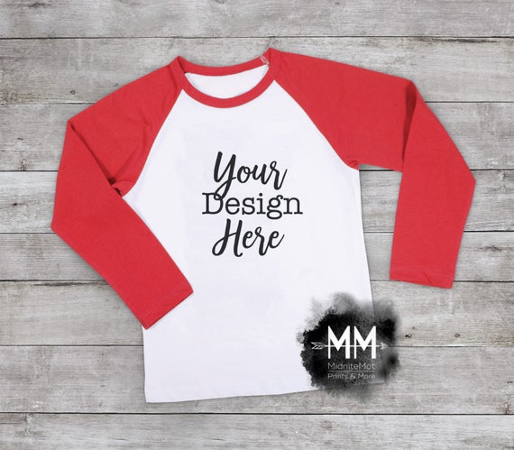 Download Red Raglan Mockup Shirt Mockup T-Shirt Mockup Styled Shirt