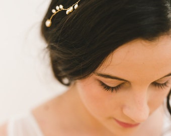 bridal hair vine, bridal headpiece, wedding hair vine, wedding hair accessory, pearl hair vine, wedding headband, wedding headpiece - SKYE