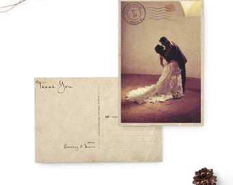 Wedding Thank You Cards, Thank You Note Cards, Vintage cards, Rustic thank you, Thank You Card Vintage Postcard - the "Maria"