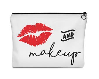 Kiss and Makeup Cosmetic Bag - Toiletry Bag - Travel Pouch - Makeup Organizer - Makeup Case - Zipper Pouch - Makeup Bag - Cosmetic Bag