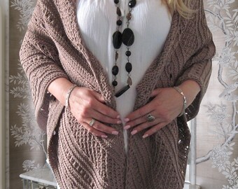 Cotton shawl Hand knit shawl Beige triangle shawl Women shawl Elegant shawl Lace Shawl Boho shawl Summer shawl Personalized Gift for her