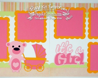 Scrapbook Page Kit Baby It's a Girl 2 page Scrapbook Layout Kit 079