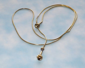 Milor lariat style necklace gold over silver vintage 1980's.