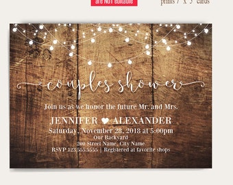 Couples Shower Invitation, Printable rustic wedding templates, Instant Download Self Editable PDF A3037