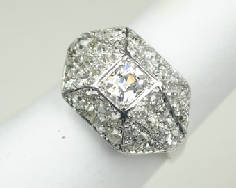 Art Deco Platinum and Diamond “Bombe” Ring